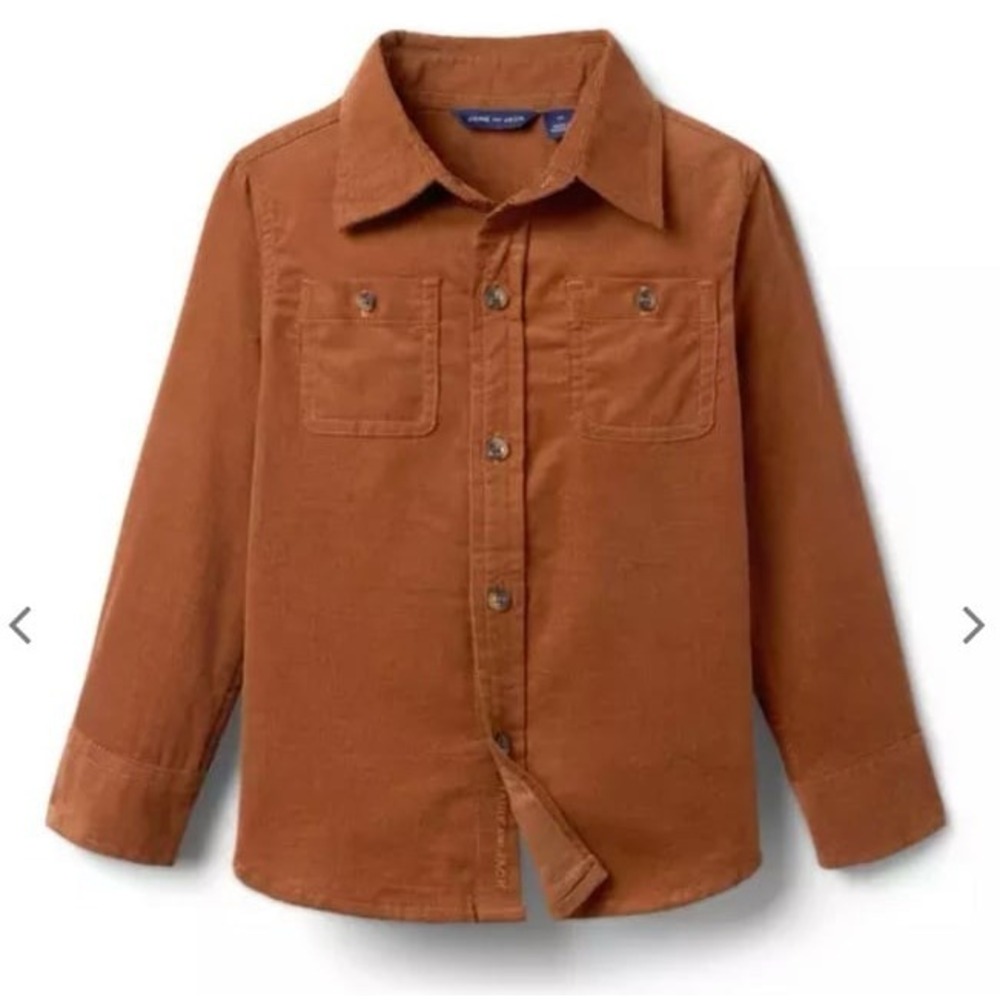 Janie‎ and Jack Boys Rust Corduroy Button Down Shirt Size 4 Long Sleeve NWT